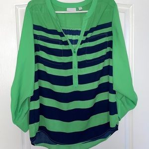 Green and navy blouse